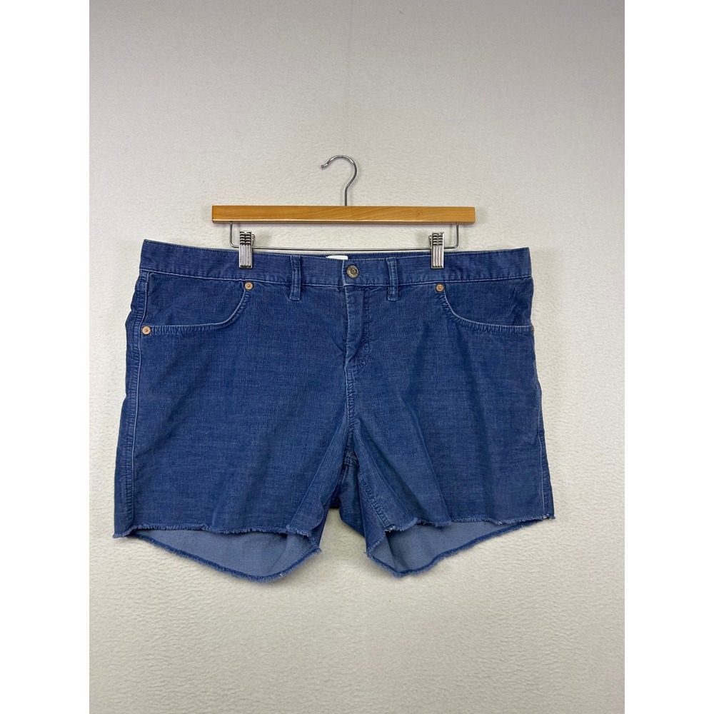 Boho Indie GAP Womens 16 Blue Corduroy Frayed Hem Cut Off Shorts Coastal Indie